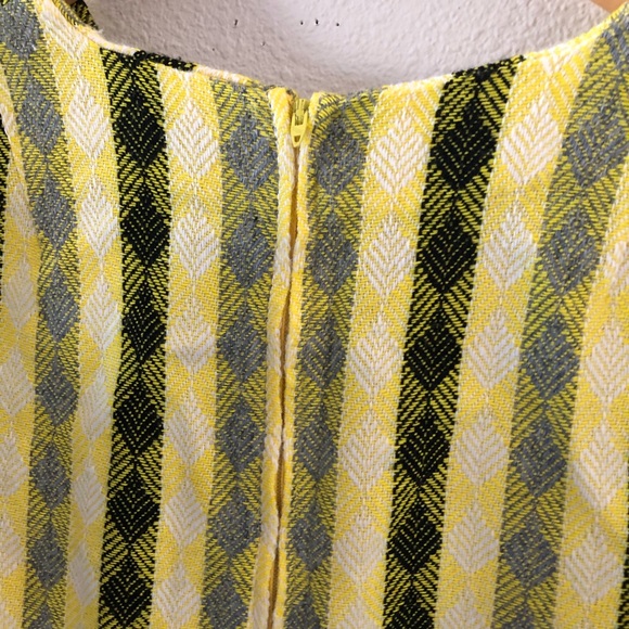 Vintage yellow striped shift dress poly wool mini - Picture 3 of 7